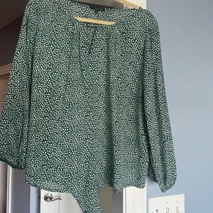 West Kei Emerald Green and White Printed Blouse - L